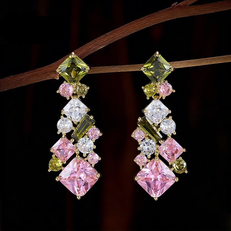 Boucles d'Oreilles Carrées Géométriques Pierres Colorées - Bleu & Violet - Soin & GrâceSoin & GrâceBlue And Purplea00a5e6066cf112da9882001426c47bd
