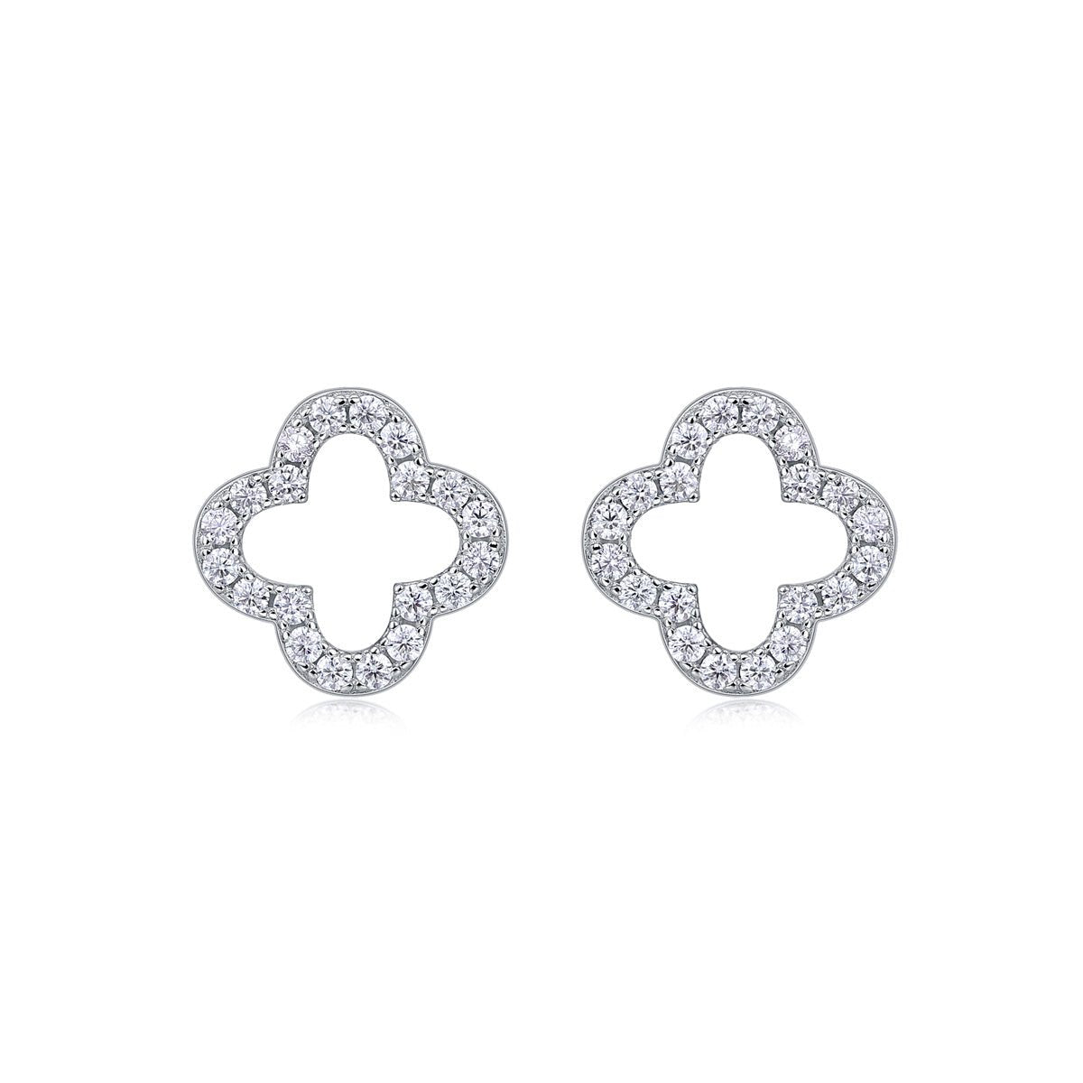 Boucles d'Oreilles Clou Trèfle Ouvert Argent S925 Platiné - Moissanite D-VVS1 - Soin & GrâceSoin & GrâceA pair7eaee09145b1c36bdc8ca84bce2a1b3a