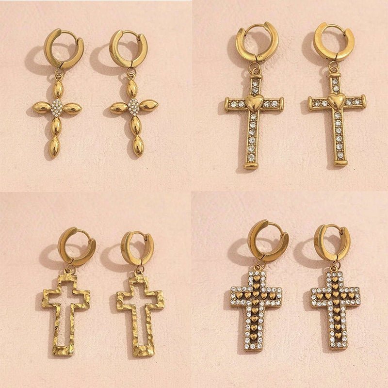 Boucles d'Oreilles Pendantes Croix Serties de Strass - Acier Inoxydable - Soin & GrâceSoin & Grâce1e304b7b48e1b506e0dfa8ce708378628