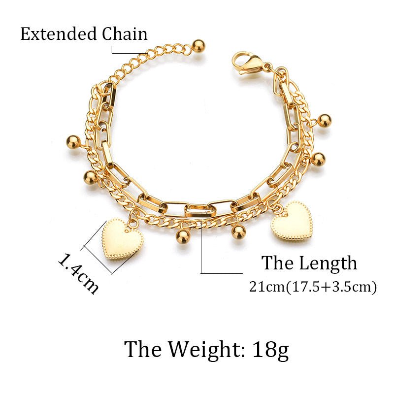 Bracelet Chaîne Charm Cœur Multicouche - Acier Inoxydable - Soin & GrâceSoin & GrâceGold1ebb96fa410c080549c1e1a35d406bb4