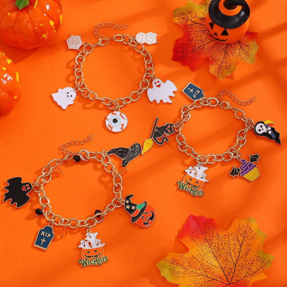Bracelet Halloween Citrouille & Fantôme - Doré - Soin & GrâceSoin & Grâce01kc Gold 17563bfc2a4d7aadc680b2c477f2d706307