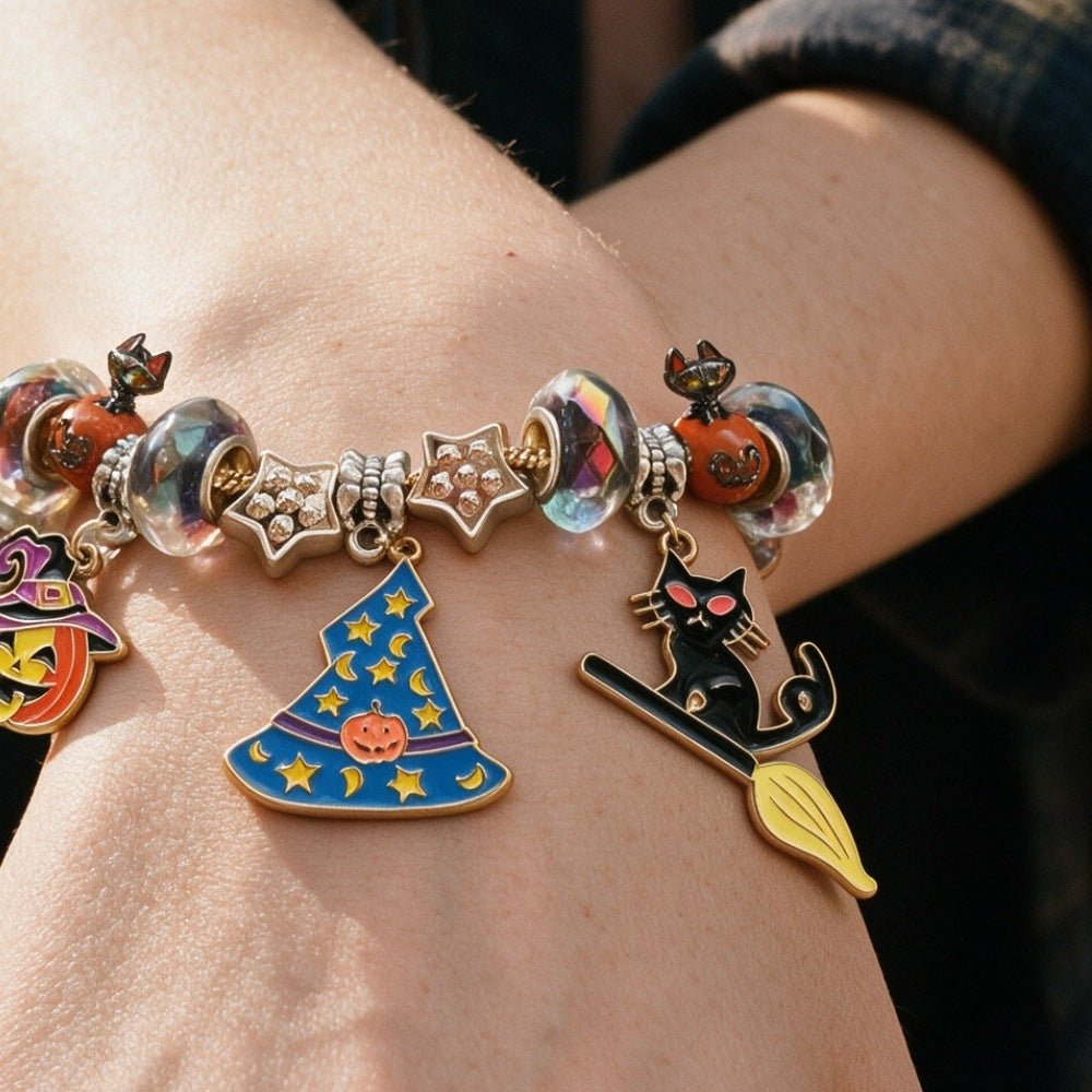 Bracelet Halloween - Sorcière, Chat Noir, Citrouille & Étoiles Doré - Soin & GrâceSoin & GrâceGold173d77ce0e40aa1be622b100794093c0