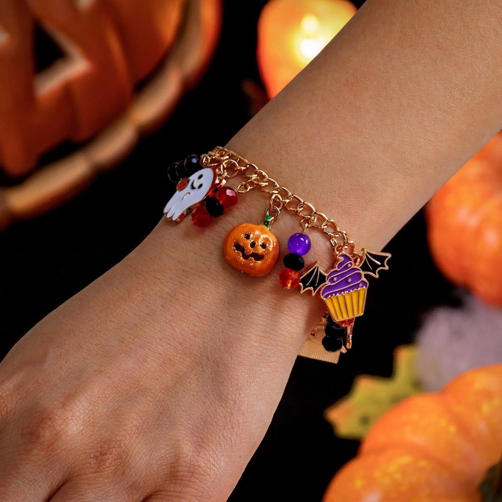 Bracelet Multi-Pendentifs Halloween - Chat Fantôme & Toile d'Araignée - Soin & GrâceSoin & GrâceGhost Cat Spiderweb53ec22ddcc1c3ef5db6a8692efeeb077