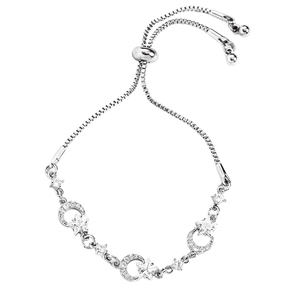 Bracelet Zircon Étoile & Lune avec Pompons - Bijou Céleste - Soin & GrâceSoin & Grâce01 White KF13c4772db929e43f407c4fc2bea4f11d60