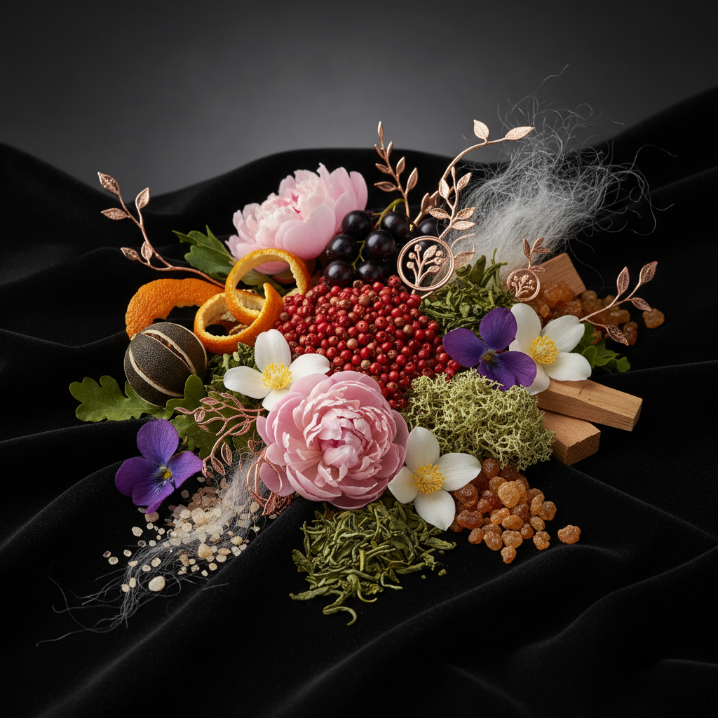Ingrédients - composition velvet noir florale et boisée