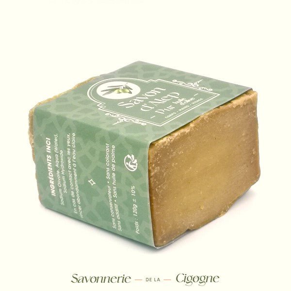 Savon Alep petit pur à l'huile d'olive 120g - Soin & GrâceSavonnerie de la CigogneSavon Alep petit pur à l'huile d'olive 120g