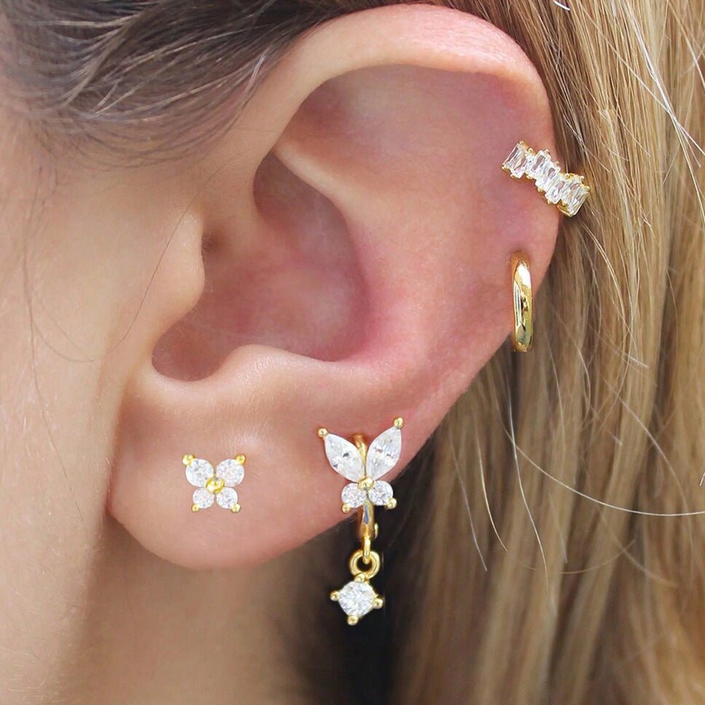 Set 4 Boucles d'Oreilles en Cuivre Serties de Diamants - Doré - Soin & GrâceSoin & GrâceGold 4PCsb97dba40236fa7bdcd1a12b0c0f508e8