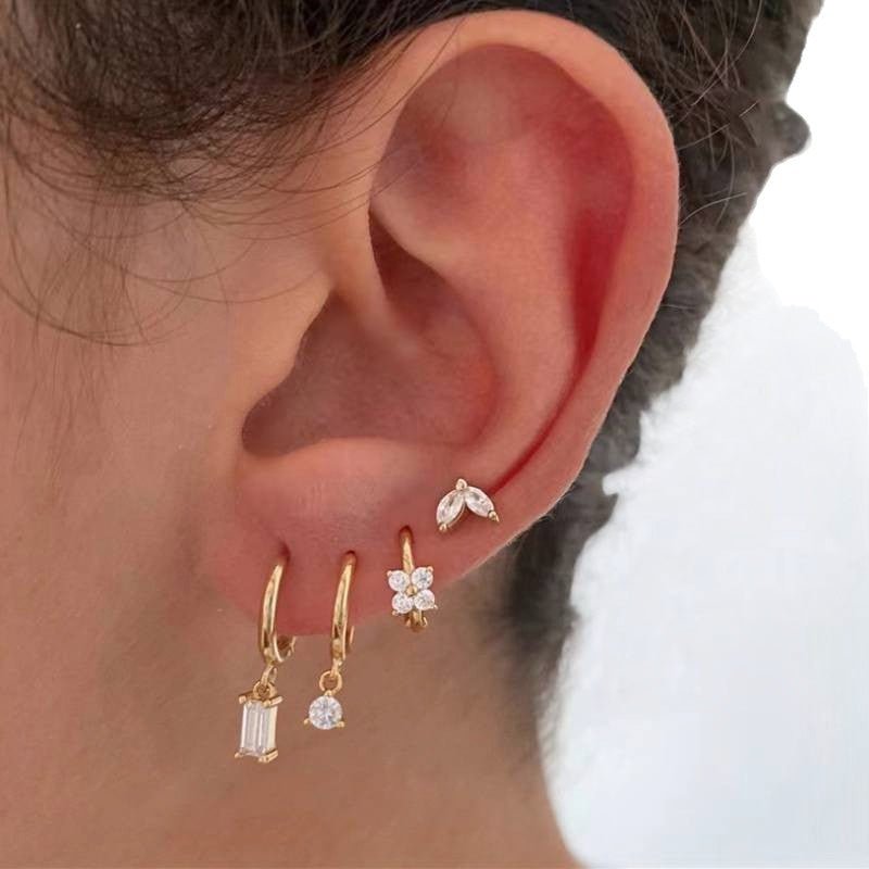 Set 4 Boucles d'Oreilles en Cuivre Serties de Diamants - Doré - Soin & GrâceSoin & GrâceGold 4PCs41a62be7130d6cb556c6ca021e27e4c8