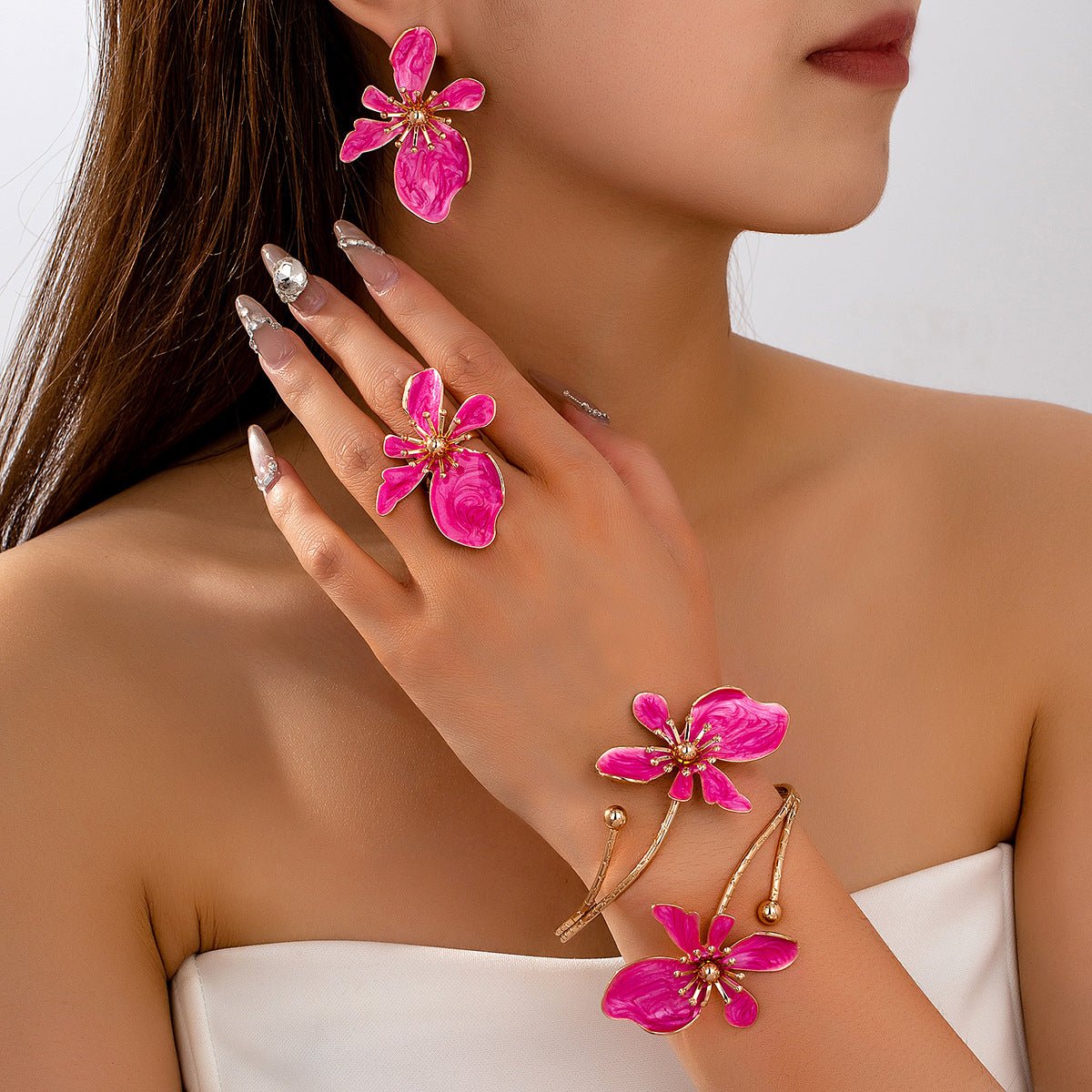 Set Boucles d'Oreilles Fleurs & Perles Naturelles - Noir - Soin & GrâceSoin & GrâceBlack81cd3a69a9712674976b886e8898675